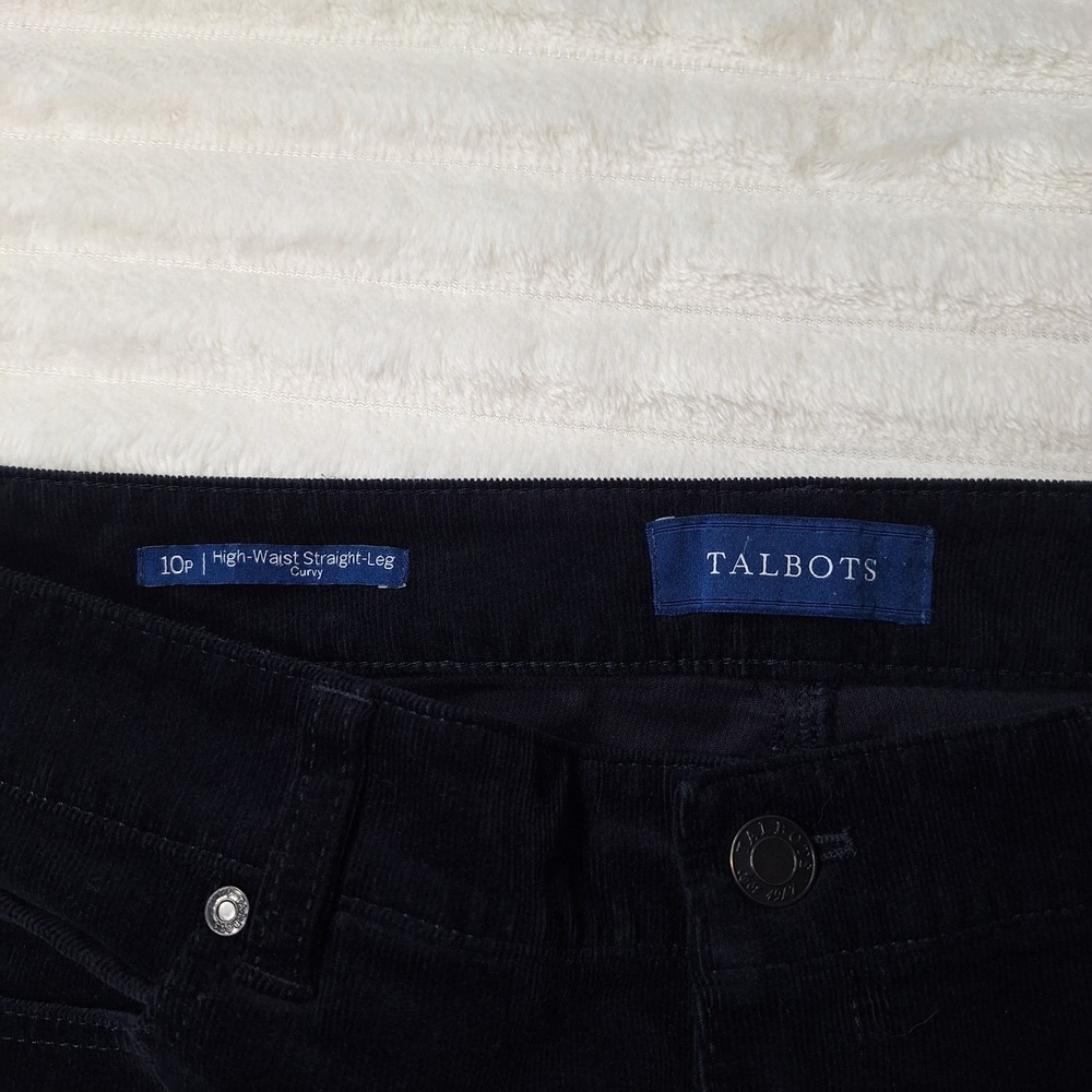 Talbots High Waisted St. Leg Curvy Corduroy Pants Womens 10P Navy - Picture 6 of 9